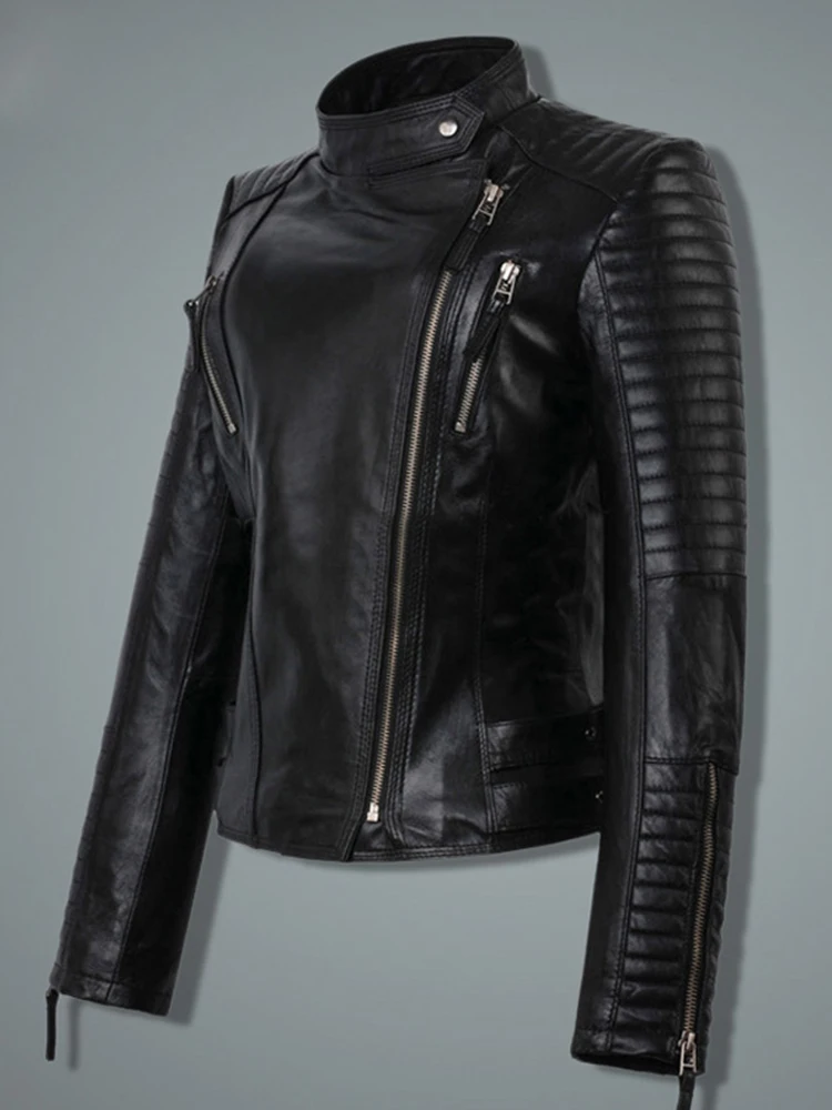 Lady New Spring Autumn Women Black Pu Faux Leather Short Jacket Basic Bomber Motorcycle Biker Punk Coat Outwear Female - Image 6