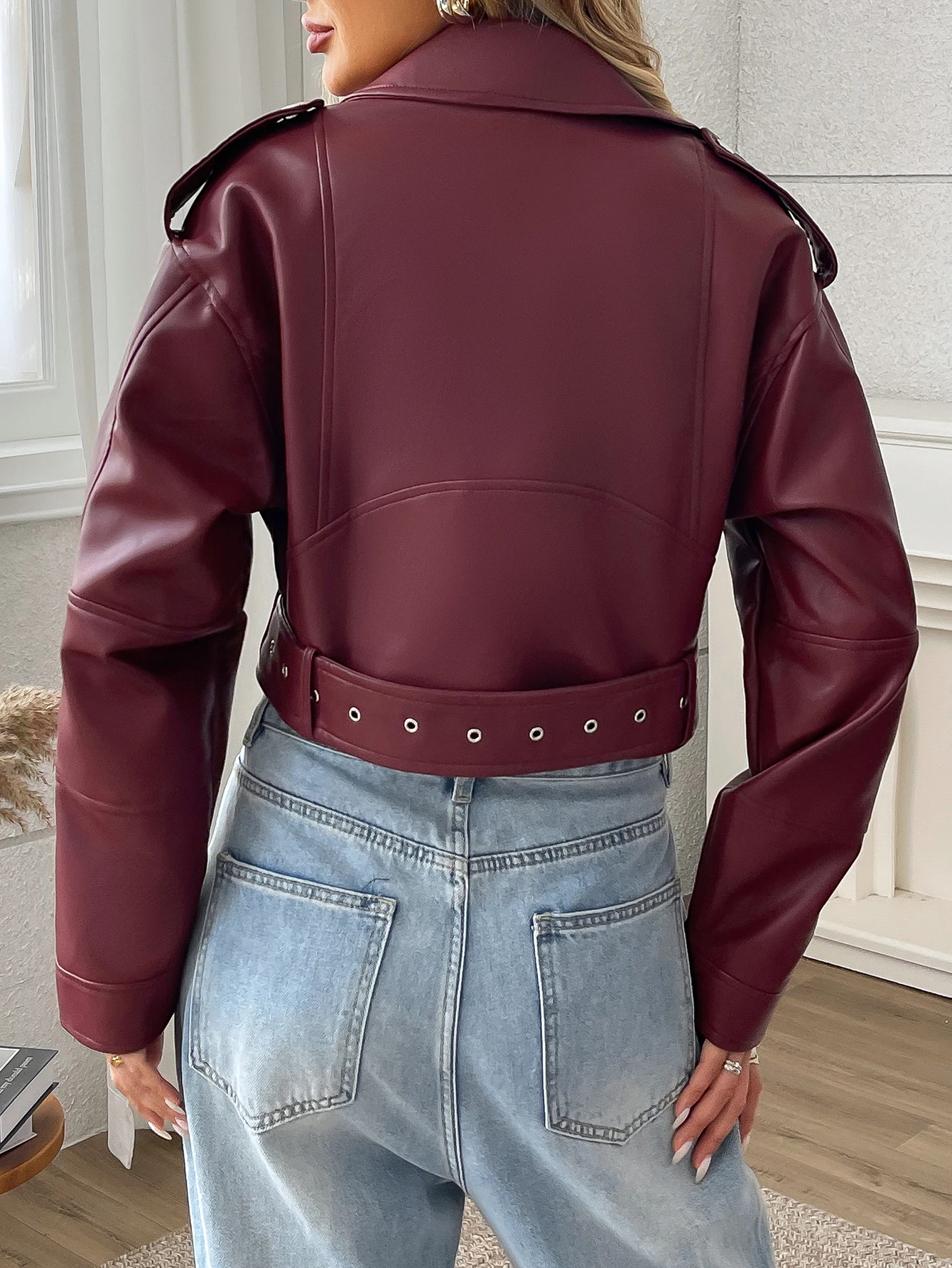 Fitaylor Spring Autumn Women PU Leather Jacket Casual Lapel Zipper Short Coat Motorcycle Outwear - Image 6