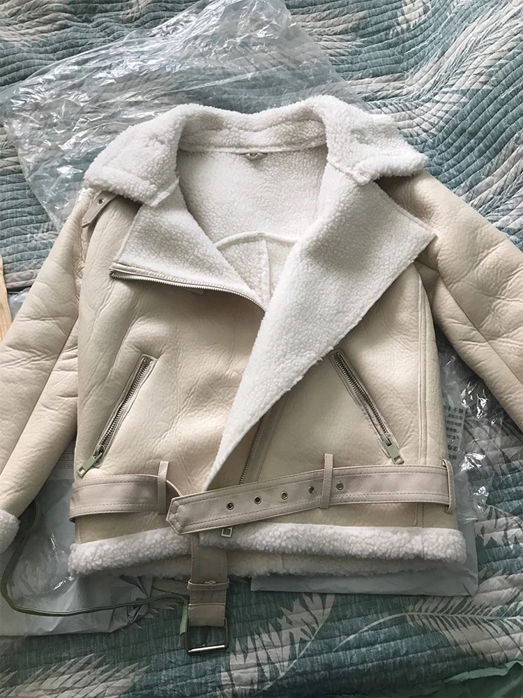 Lady Winter Coats Women Thickness Faux Leather Fur Sheepskin Female Fur Leather Jacket Aviator Outwear Casaco Feminino - Image 6